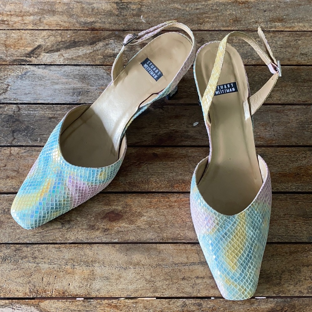 Stuart Weitzman Size 8 B Square Toe Slingback Heel